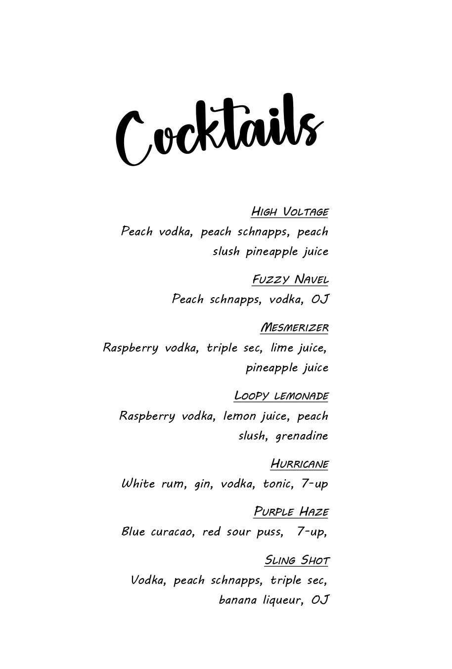 Drink Menu 1